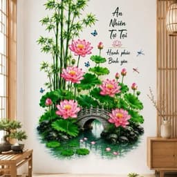 Decal dán tường hoa sen mẫu mới 27( kích thước 60x90cm) 1