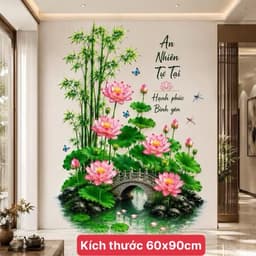Decal dán tường hoa sen mẫu mới 27( kích thước 60x90cm) 6