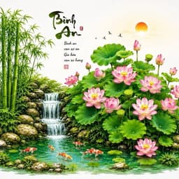Decal dán tường hoa sen tiểu cảnh (60x90cm) 1