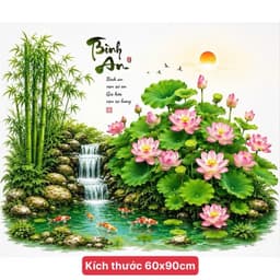 Decal dán tường hoa sen tiểu cảnh (60x90cm) 2