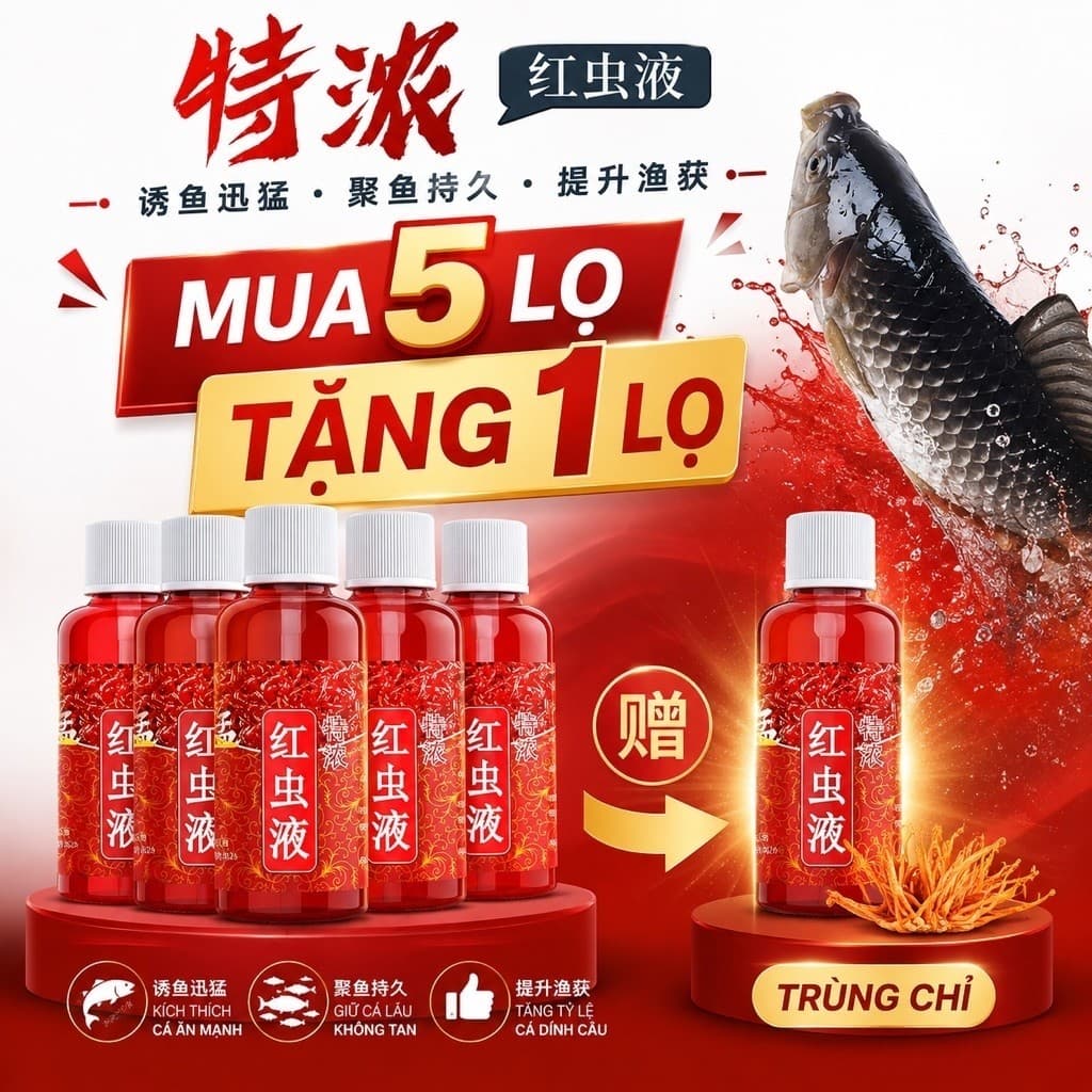 [Mua 5 Tặng 1] Tinh mùi trùng chỉ câu cá siêu nhạy, kích thích cá ăn, câu các loại cá Chép, cá Rô Phi, cá Diếc