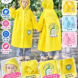 Áo Mưa Học Sinh ĐI Học Nhiều Màu Nhiều Hình Hoạt Hình Ngộ Nghĩnh ( Trùm Được Cặp Sách) Cho Bé Gái Bé Trai 1