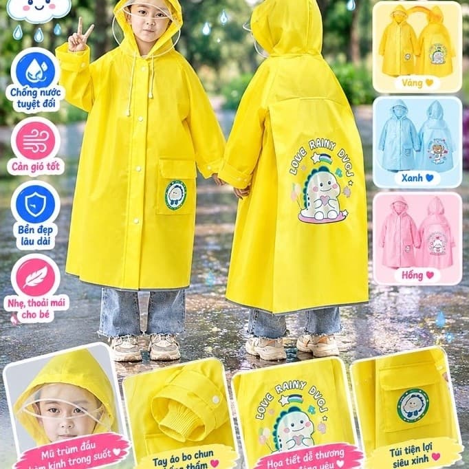 Áo Mưa Học Sinh ĐI Học Nhiều Màu Nhiều Hình Hoạt Hình Ngộ Nghĩnh ( Trùm Được Cặp Sách) Cho Bé Gái Bé Trai