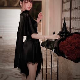 (Dmina)  Đầm Body lụa phối ren viền cutout khoét eo ren tà chéo sang chảnh quyến rũ 5
