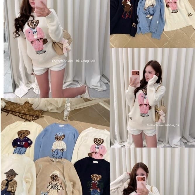 EMPINKSTUDIO / ( SẴN HÀNG) ÁO SWT BEAR RL HÀNG QCCC