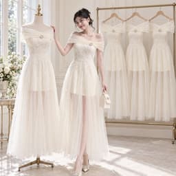 Xukadress_Váy ren lưới cup xoè bẹt vai, váy kem dự tiệc sang chảnh dành cho nữ 1