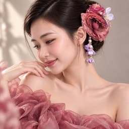 Kẹp Tóc Hoa Mẫu Đơn Tím Tua Rua Phong Cách Cổ Trang Phụ Kiện Chụp Ảnh Áo Dài Thanh Lịch 2
