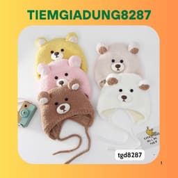 Mũ Len Trẻ Em Hình Gấu Cute Thu Đông Che Tai Giữ Ấm Cho Bé Trai Bé Gái Mềm Mại Thoải Mái - Kho Sỉ Gia Dụng Alulu 7