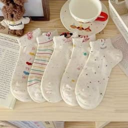 Set 10 Đôi Tất, Vớ Nữ Cổ Ngắn Bốn Mùa, Dệt Kim Sợi Tơ Siêu Mềm Mại, Kháng Khuẩn, Khử Mùi Hôi, Màu Tiêu Hình Thú tv 3