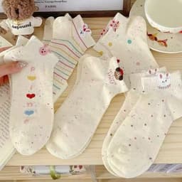 Set 10 Đôi Tất, Vớ Nữ Cổ Ngắn Bốn Mùa, Dệt Kim Sợi Tơ Siêu Mềm Mại, Kháng Khuẩn, Khử Mùi Hôi, Màu Tiêu Hình Thú tv 2