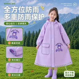 Áo Mưa Trẻ Em Trong Suốt Có Mũ, Chống Thấm Cho Bé Trai Bé Gái, Họa Tiết Khủng Long Thỏ Hồng Dễ Thương (SIZE M-L-XL-XXL) 7