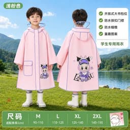 Áo Mưa Trẻ Em Trong Suốt Có Mũ, Chống Thấm Cho Bé Trai Bé Gái, Họa Tiết Khủng Long Thỏ Hồng Dễ Thương (SIZE M-L-XL-XXL) 6
