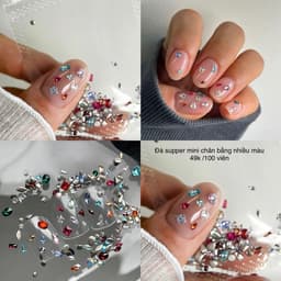 100 Viên Đá Nail Mini Mix Màu – Đa Hình Pha Lê Lấp Lánh ✨ 1