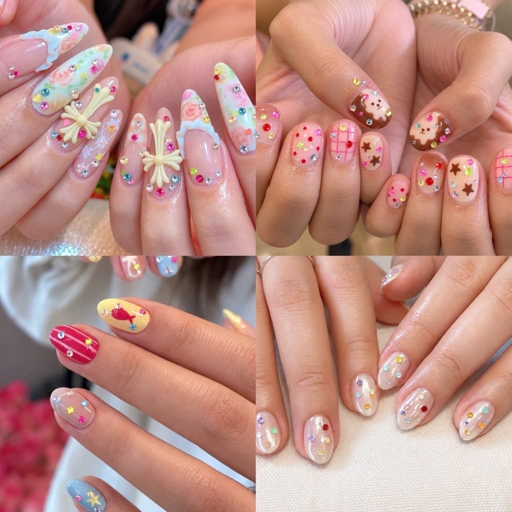 Đá Nail Tròn MI Mix Màu Pastel Kẹo Ngọt – Đá Đính Móng Lấp Lánh Nhiều Size 100 Viên Đa Sắc