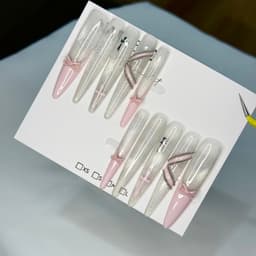 Móng Úp Nailbox Mắt Mèo Mix Hồng Nơ 3D Charm Thánh Giá | Nail Box Handmade Thủ Công – Mellow Nailboxai 2