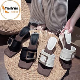 Cao gót bản ngang quai khoá cao 5 phân 2 màu _Thanh Vân Shoes(G0346) 7