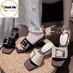 Cao gót bản ngang quai khoá cao 5 phân 2 màu _Thanh Vân Shoes(G0346) 5