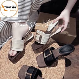Cao gót bản ngang quai khoá cao 5 phân 2 màu _Thanh Vân Shoes(G0346) 2