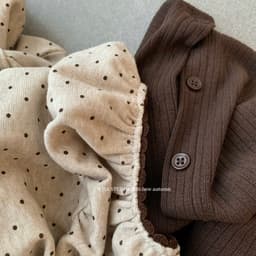 (Dmina 𝐲𝐣𝐢𝐚 )Set Váy 3 món áo 2 dây viền ren kèm cardigan và chân váy chấm bi dài 9