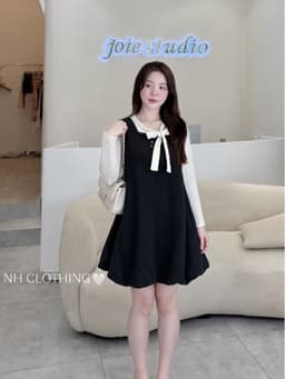 <Đầm Bầu Quynhanhhoue> (QC) Set váy bi nơ cổ Qc1392 freesize 2