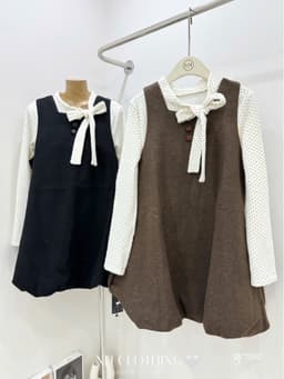 <Đầm Bầu Quynhanhhoue> (QC) Set váy bi nơ cổ Qc1392 freesize 4