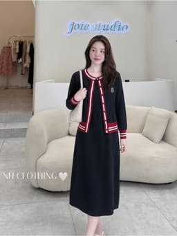 <Đầm Bầu Quynhanhhoue> (Qc) Set váy len cdg huy hiệu Qc51120 3