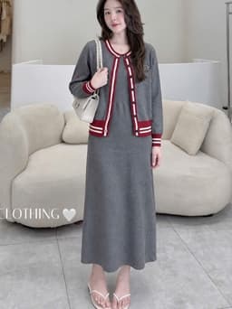 <Đầm Bầu Quynhanhhoue> (Qc) Set váy len cdg huy hiệu Qc51120 2