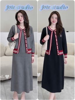 <Đầm Bầu Quynhanhhoue> (Qc) Set váy len cdg huy hiệu Qc51120 1