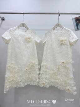 <Đầm Bầu Quynhanhhoue> (NH CLOTHING)Váy suông Váy ren hoa đính M11982 sm 3