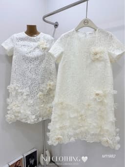 <Đầm Bầu Quynhanhhoue> (NH CLOTHING)Váy suông Váy ren hoa đính M11982 sm 5