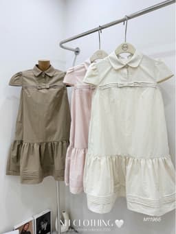 <Đầm Bầu Quynhanhhoue> (NH CLOTHING)Váy suông Váy thô gió cổ nơ chân dập M11966 sm 5