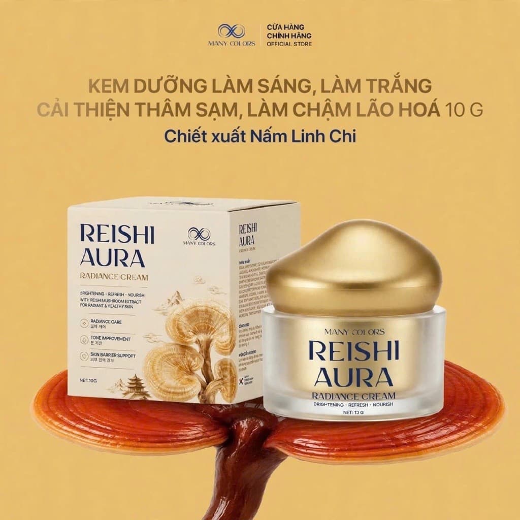 Kem Nám Linh Chi Hỗ Trợ Dưỡng Trắng, Mờ Nám Sạm Reishi Aura - Dành Cho Nam và Nữ (10g)