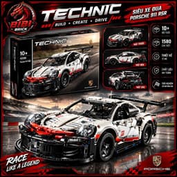 [CÓ SẴN][Hộp]Đồ chơi mô hình lắp ghép xe TECHNIC Porsche 911 tỉ lệ 1:10-1631 mảnh 1