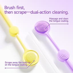 Làm sạch Lưỡi Thế Hệ Mới - Bàn chải & dụng cụ cạo lưỡi làm sạch sâu kép cấp thực phẩm với thạch làm sạch lưỡi 4