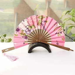 Quạt Xếp Tròn Cổ Phong Nan Gỗ - Quạt Gấp Gọn Vòng Tròn Họa Tiết Cổ Trang Trung Hoa Nhật Bẩn Cầm Tay 8