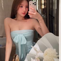 (Dmina)  Đầm Body cúp ngực thắt nơ dáng dài mặc được nhiều kiểu 2 màu ngọt ngào tôn dáng quyến rũ 3
