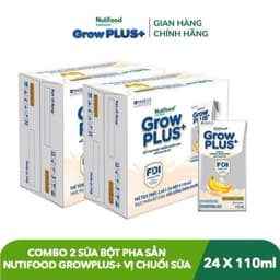 Sữa Pha Sẵn Nutifood Sweden GrowPLUS+ Vị Chuối Sữa 110ml – Thùng 24 Hộp Chính Hãng | Hỗ Trợ Phát Triển Chiều Cao cho bé 6