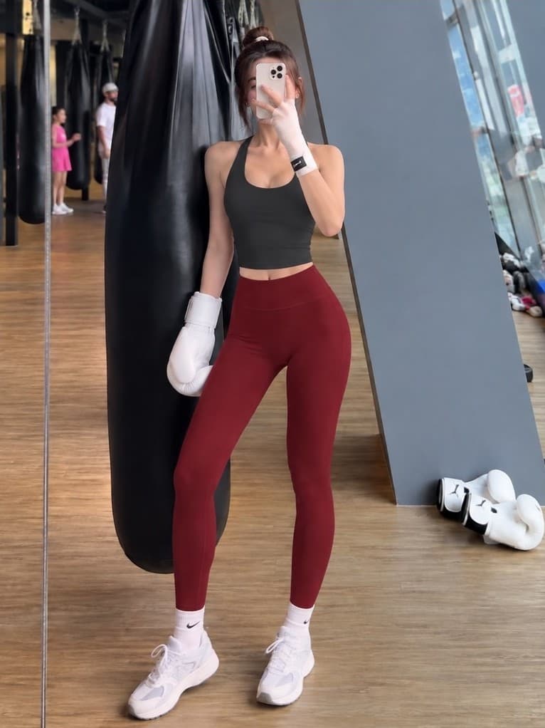 [Hoả Tốc Sẵn] Đồ Tập Gym, Áo Bra Thể Thao Nữ Hai Dây Mút Đúc Hai Dây Chéo Lưng QC Quần Cạp 9P