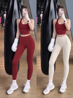 [Hoả Tốc Sẵn] Đồ Tập Gym, Áo Bra Thể Thao Nữ Hai Dây Mút Đúc Hai Dây Chéo Lưng QC Quần Cạp 9P 2
