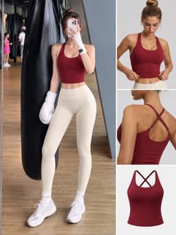 [Hoả Tốc Sẵn] Đồ Tập Gym, Áo Bra Thể Thao Nữ Hai Dây Mút Đúc Hai Dây Chéo Lưng QC Quần Cạp 9P 3