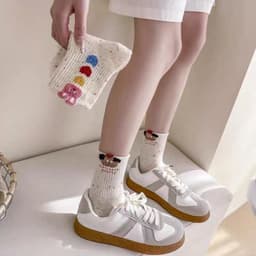 Tất Nữ Cổ Cao Set 10 Đôi Hoạ Tiết Thỏ Hồng Muối Tiêu Chất Cotton 9