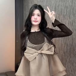 Set Áo Thun Giấy Dài Tay Phối Áo Babydoll Tơ Nơ Lớn Thu Đông Kieupham.shop 6