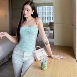 (Dmina) Áo ống quây chất thun thắt nơ ngực ôm body quyến rũ cá tính basic dễ phối đồ 1