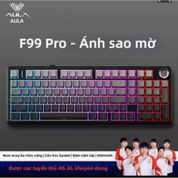 (new-BH 6th)Bàn Phím Cơ Không Dây Aula F99 | 3 Mode kết nối| LED RGB | pin 8000 mAh 2