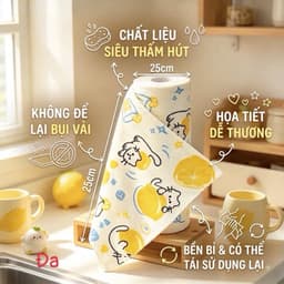 Cuộn Lau Bếp Đa Năng Siêu Thấm Hút Tái Sử Dụng Khăn Lau Kháng Khuẩn Chống Dầu Không Xơ Vải hoạ tiết NHÀ TH 1