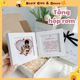 [TẶNG HỘP RƠM] Khung ảnh gấp đôi quà tặng người yêu, khung ảnh 10x10 cm tặng sinh nhật, kỉ niệm ngày yêu 1