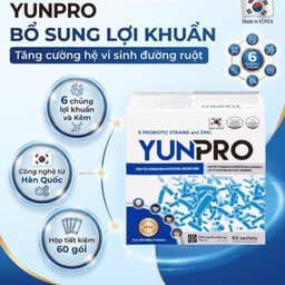 Men vi sinh Yunpro - Cân bằng vi sinh, bảo vệ hệ tiêu hoá Hộp 60 gói 4