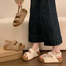 Sandal Đế Cao 5p năng động Da Pu mềm dễ mang| Sandal Học Sinh 1