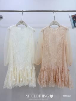<Đầm Bầu Quynhanhhoue> (NH CLOTHING)Váy suông Váy ren lưới đính hoa M11983 sm 8