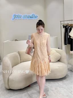 <Đầm Bầu Quynhanhhoue> (NH CLOTHING)Váy suông Váy ren lưới đính hoa M11983 sm 5